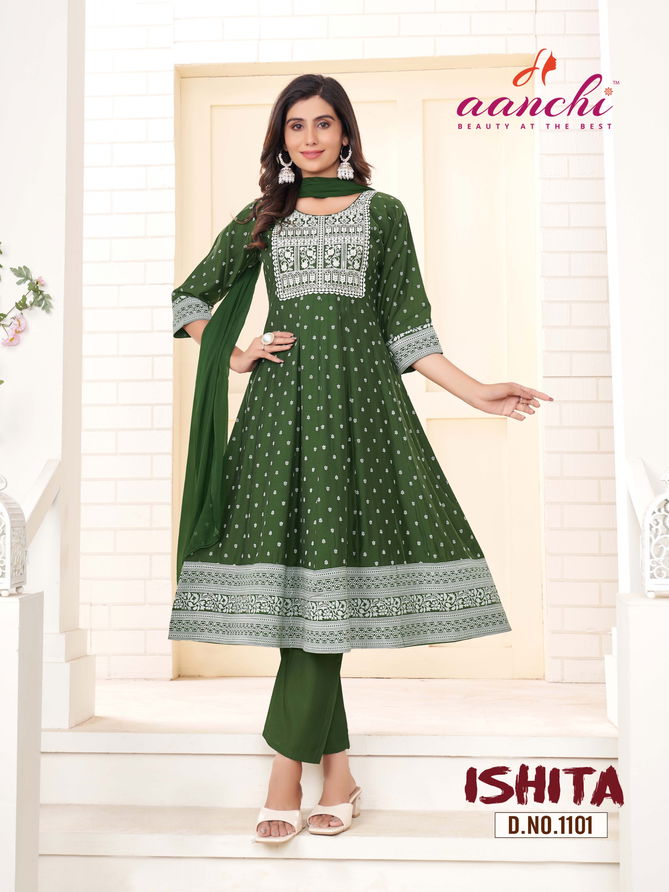 Ishita By Aanchi Roman Designer Anarkali Kurti With Bottom Dupatta Suppliers In Mumbai
